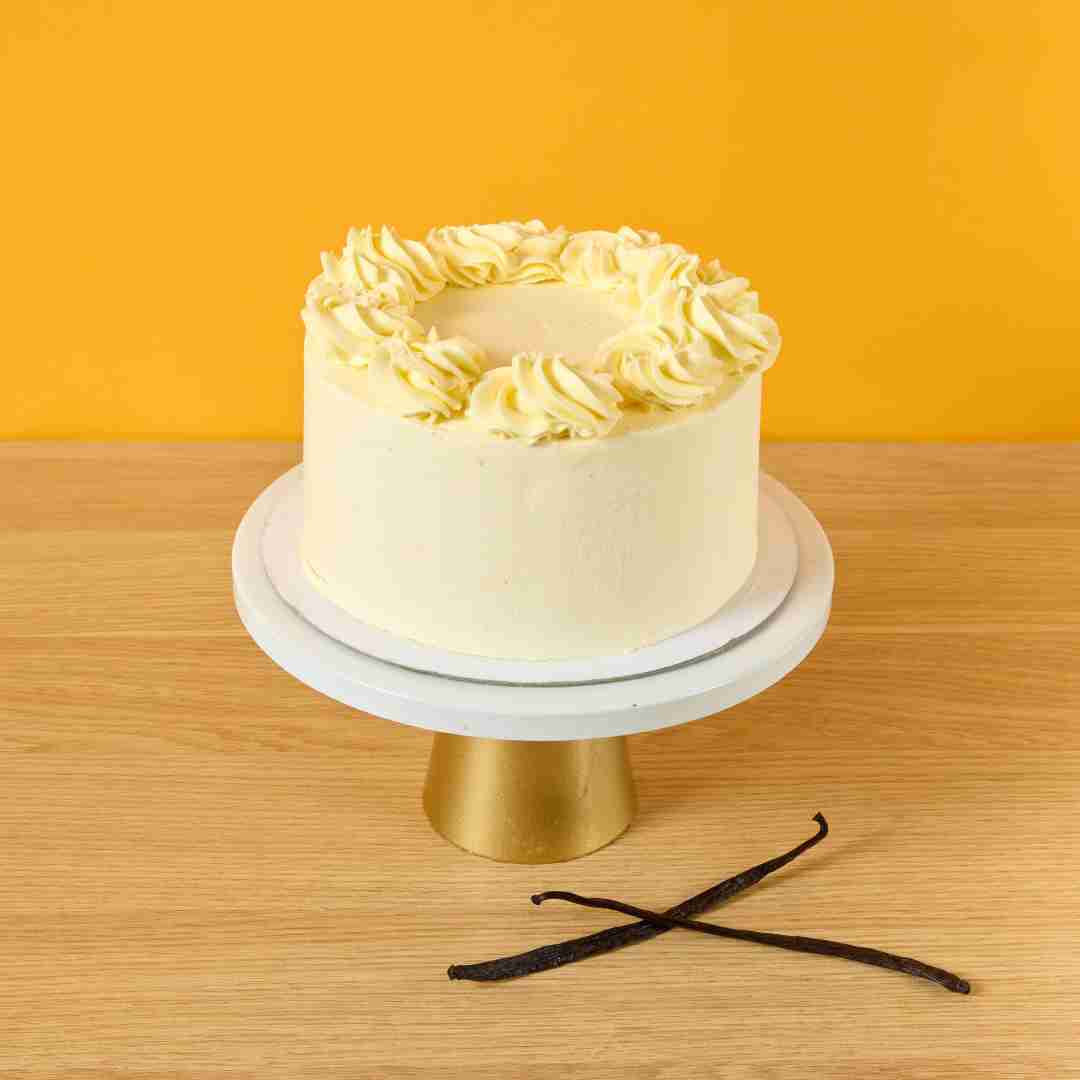 fully iced vanilla keto birthday cake