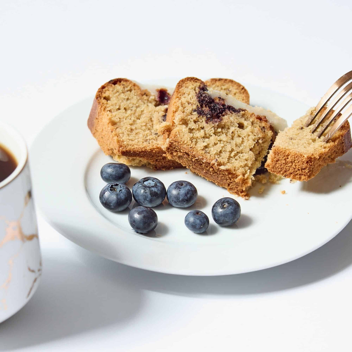 Slice of diabetic friendly blueberry cake