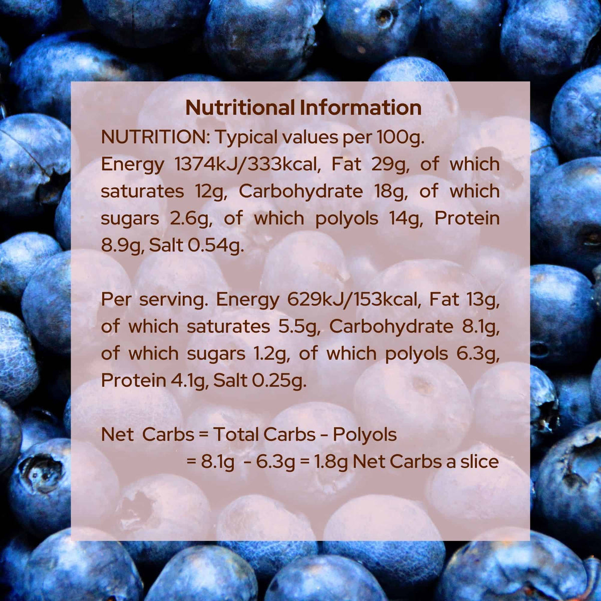 Blueberry Lemon Keto Nutritional Information