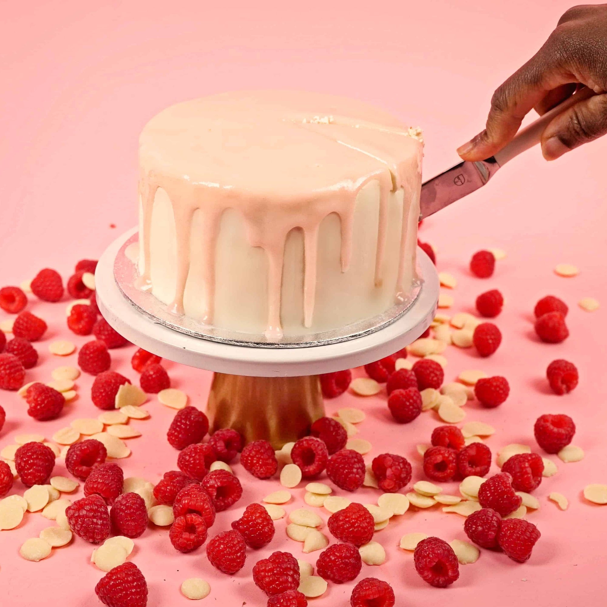 White chocolate Raspberry Keto Birthday Cake