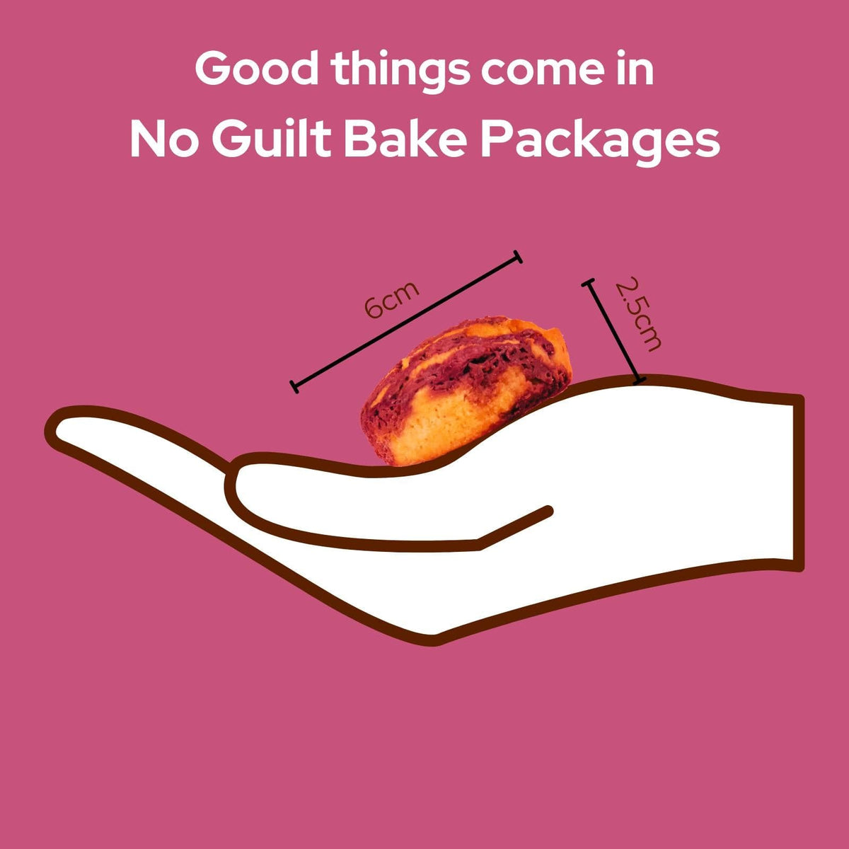 Good things come in No Guilt Bakes&#39; Fruity Variety Cake Bite Pack with raspberry swirls and lemon &amp; poppy seed bake packages.